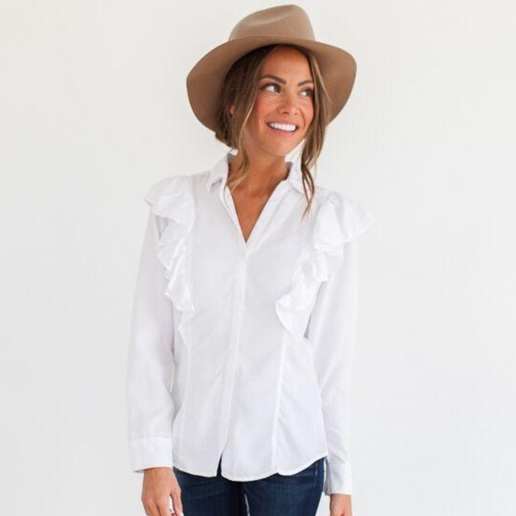 Bohme Tops - Falling For Ruffles White Tencel Top
